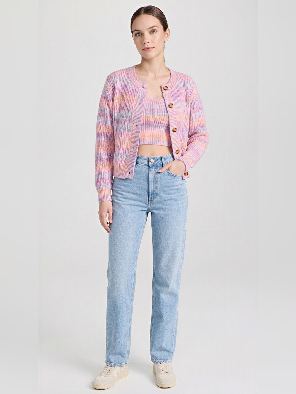 Mabelinda Pastel Striped Cardigan Set - Picture 5 of 11